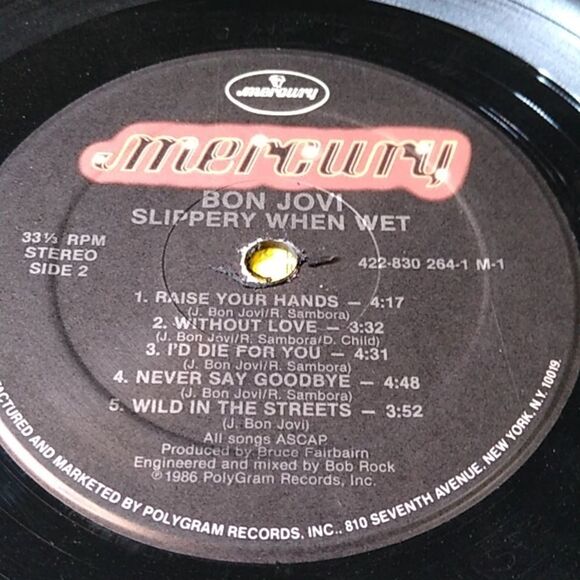 Bon Jovi 'Slippery When Wet' Vinyl Record - Picture 10 of 10